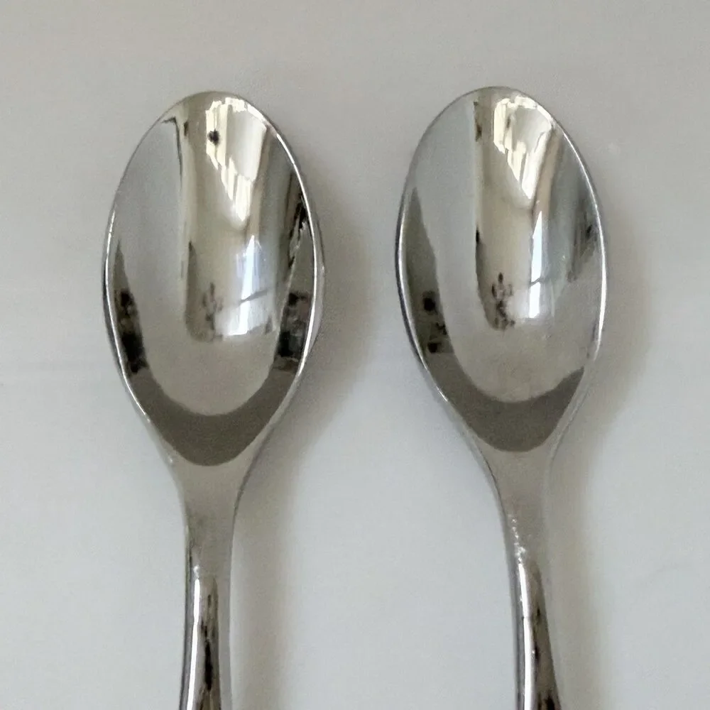 2pc Gourmet Settings Vault Demitasse Spoons 5 1/8” Stainless-Glossy